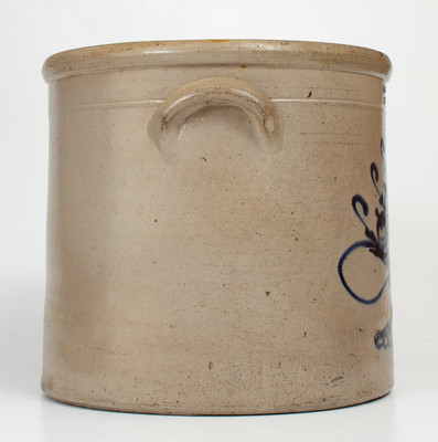 Rare 5 Gal. A. O. WHITTEMORE / HAVANA, NY Stoneware Crock w/ Fruit-in-Compote Decoration