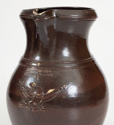 Rare H. HUMISTON / SOUTH-AMBOY Stoneware Pitcher w/ Applied Eagle Decoration