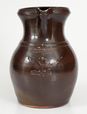 Rare H. HUMISTON / SOUTH-AMBOY Stoneware Pitcher w/ Applied Eagle Decoration