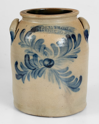 Rare COWDEN & WILCOX / HARRISBURG, PA Stoneware Jar w/ Elaborate Decoration