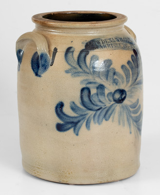 Rare COWDEN & WILCOX / HARRISBURG, PA Stoneware Jar w/ Elaborate Decoration