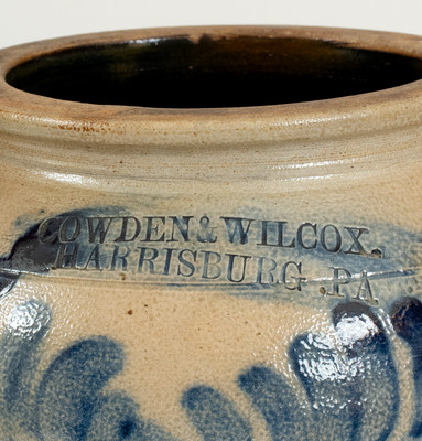 Rare COWDEN & WILCOX / HARRISBURG, PA Stoneware Jar w/ Elaborate Decoration