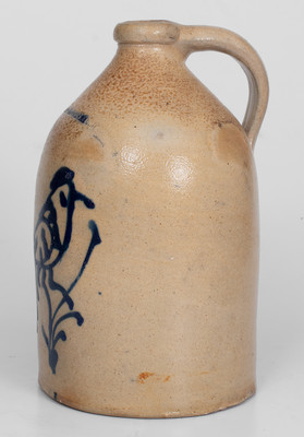 WHITE & CO. / BINGHAMTON Stoneware Jug w/ Unusual Slip-Trailed Bird Decoration