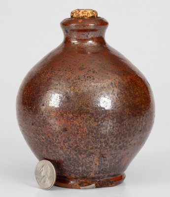 Unusual Glazed Redware Vase w/ Parker (Greenwood, PA) Family Provenance