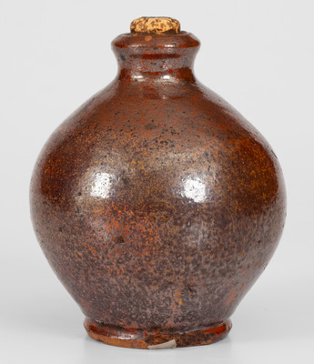 Unusual Glazed Redware Vase w/ Parker (Greenwood, PA) Family Provenance