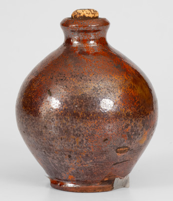Unusual Glazed Redware Vase w/ Parker (Greenwood, PA) Family Provenance