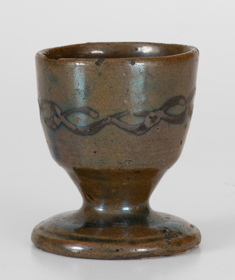 Extremely Rare Stoneware Match Safe w/ Chain Link Decoration, Hissong Family (Huntingdon County, PA) Provenance