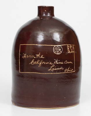 Unusual California Wine Company Advertising Jug, Lima, Ohio