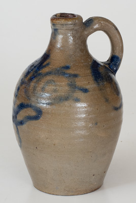 Rare and Fine Small-Sized 18th Century Stoneware Jug, Manhattan or New Jersey origin