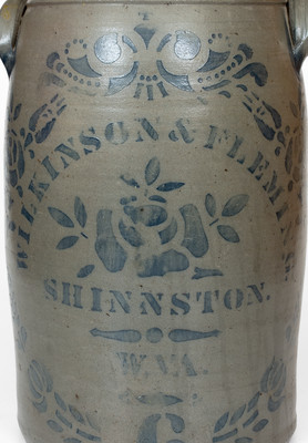 Fine 6 Gal. WILKINSON & FLEMING / SHINNSTON, W. VA Stoneware Jar w/ Elaborate Decoration