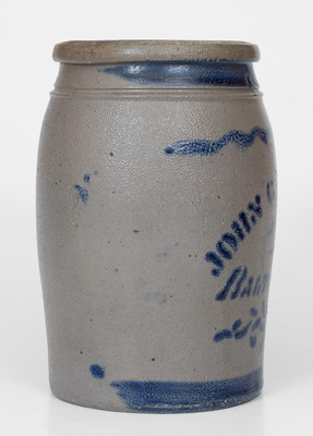 JOHN G. MEDINGER / BALTIMORE, MD Stoneware Advertising Jar, Western PA origin