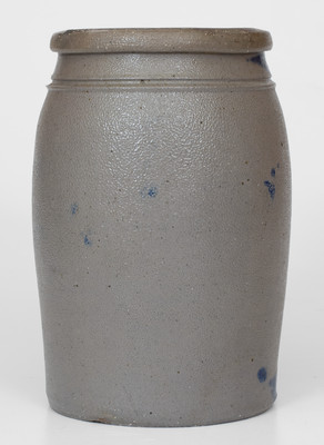 JOHN G. MEDINGER / BALTIMORE, MD Stoneware Advertising Jar, Western PA origin