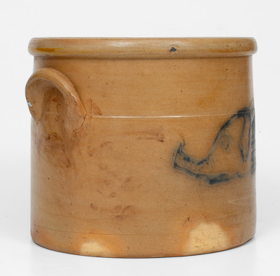 Very Rare Stoneware Crock w/ Cobalt Elephant s Head, attrib. William A. Macquoid, Manhattan, c1870