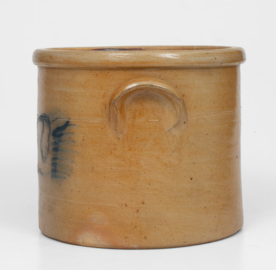 Very Rare Stoneware Crock w/ Cobalt Elephant's Head, attrib. William A. Macquoid, Manhattan, c1870