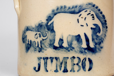 Outstanding JUMBO Stoneware Crock w/ Stenciled Elephant Decoration, SOMERSET POTTERS WORKS, Massachusetts