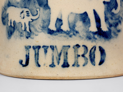 Outstanding JUMBO Stoneware Crock w/ Stenciled Elephant Decoration, SOMERSET POTTERS WORKS, Massachusetts