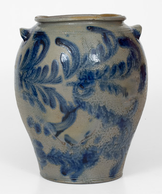 Outstanding Ovoid Baltimore Stoneware Jar w/ Elaborate Decoration, circa 1820