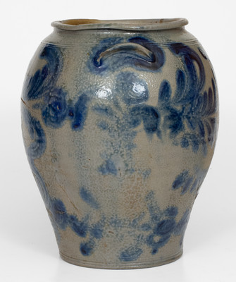 Outstanding Ovoid Baltimore Stoneware Jar w/ Elaborate Decoration, circa 1820