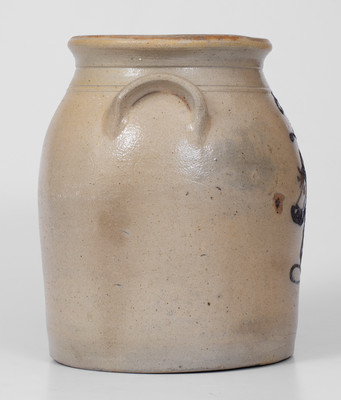 Rare attrib. W. Hart, Ogdensburg, NY Stoneware Jar w/ Horse Head Decoration