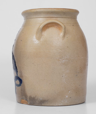 Rare attrib. W. Hart, Ogdensburg, NY Stoneware Jar w/ Horse Head Decoration