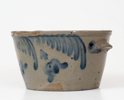 1 Gal. Baltimore, MD Stoneware Milkpan with Floral Decoration, circa 1850