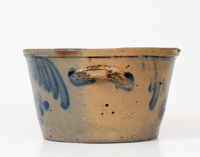 1 Gal. Baltimore, MD Stoneware Milkpan with Floral Decoration, circa 1850