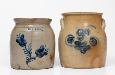 Lot of Two: Northeastern U.S. Stoneware Jars w/ Floral Decoration