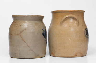 Lot of Two: Northeastern U.S. Stoneware Jars w/ Floral Decoration