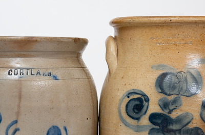 Lot of Two: Northeastern U.S. Stoneware Jars w/ Floral Decoration