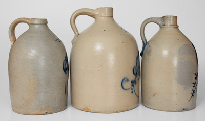 Lot of Three: Northeastern Cobalt-Decorated Stoneware Jugs
