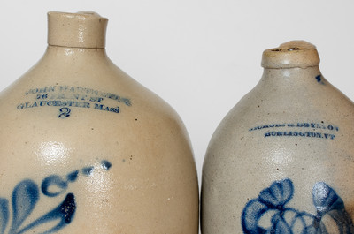 Lot of Three: Northeastern Cobalt-Decorated Stoneware Jugs