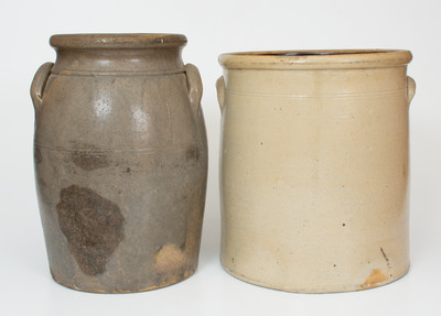 Lot of Two: Cobalt-Decorated Stoneware Crocks from Beaver, PA and Ohio