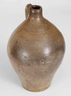 CHARLESTOWN (Frederick Carpenter, Boston) Stoneware Jug w/ Iron Oxide Dip, 1812-1827