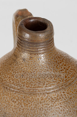 CHARLESTOWN (Frederick Carpenter, Boston) Stoneware Jug w/ Iron Oxide Dip, 1812-1827