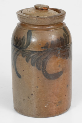 Attrib. J. Keister, Strasburg, VA Lidded Stoneware Canning Jar