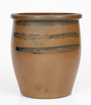 Western Pennsylvania Stoneware Cream Jar w/ Striped Decoration