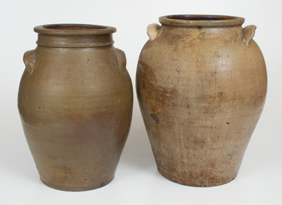 Lot of Three: Stoneware Vessels incl. 5 Gal. Alkaline-Glazed Churn