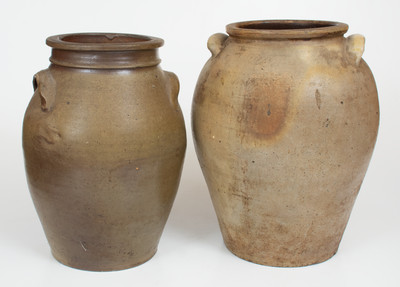 Lot of Three: Stoneware Vessels incl. 5 Gal. Alkaline-Glazed Churn