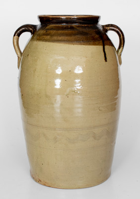 Very Fine Sand Mountain, Alabama 5 Gal. Double-Handled Stoneware Jar w/ Double-Dipped Glaze