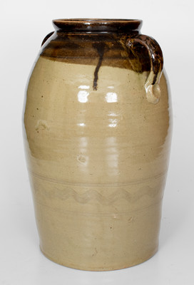 Very Fine Sand Mountain, Alabama 5 Gal. Double-Handled Stoneware Jar w/ Double-Dipped Glaze