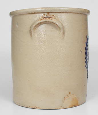 5 Gal. N. WHITE & CO. BINGHAMTON Stoneware Crock w/ Cobalt Bird-in-Urn Decoration