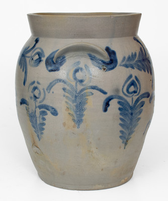 3 Gal. Baltimore Stoneware Jar w/ Profuse Floral Decoration, circa 1830
