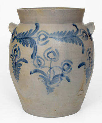 3 Gal. Baltimore Stoneware Jar w/ Profuse Floral Decoration, circa 1830