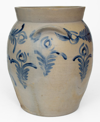 3 Gal. Baltimore Stoneware Jar w/ Profuse Floral Decoration, circa 1830
