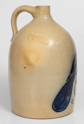 N. A. WHITE & SON / UTICA, NY Stoneware Jug w/ Paddletail Bird Decoration