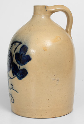 N. A. WHITE & SON / UTICA, NY Stoneware Jug w/ Paddletail Bird Decoration