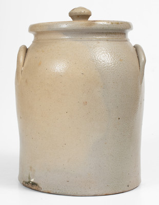 Fine 1 1/2 Gal. J. & E. NORTON / BENNINGTON, VT Stoneware Lidded Jar w/ Slip-Trailed Pheasant