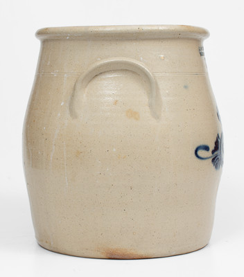 3 Gal. J. & E. NORTON / BENNINGTON, VT Stoneware Jar with Bold Slip-Trailed Floral Decoration