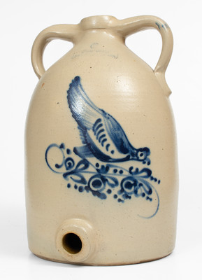 Outstanding 6 Gal. NEW YORK / STONEWARE CO. Jug Cooler w/ Bold Pecking Chicken Decoration