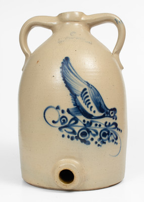 Outstanding 6 Gal. NEW YORK / STONEWARE CO. Jug Cooler w/ Bold Pecking Chicken Decoration